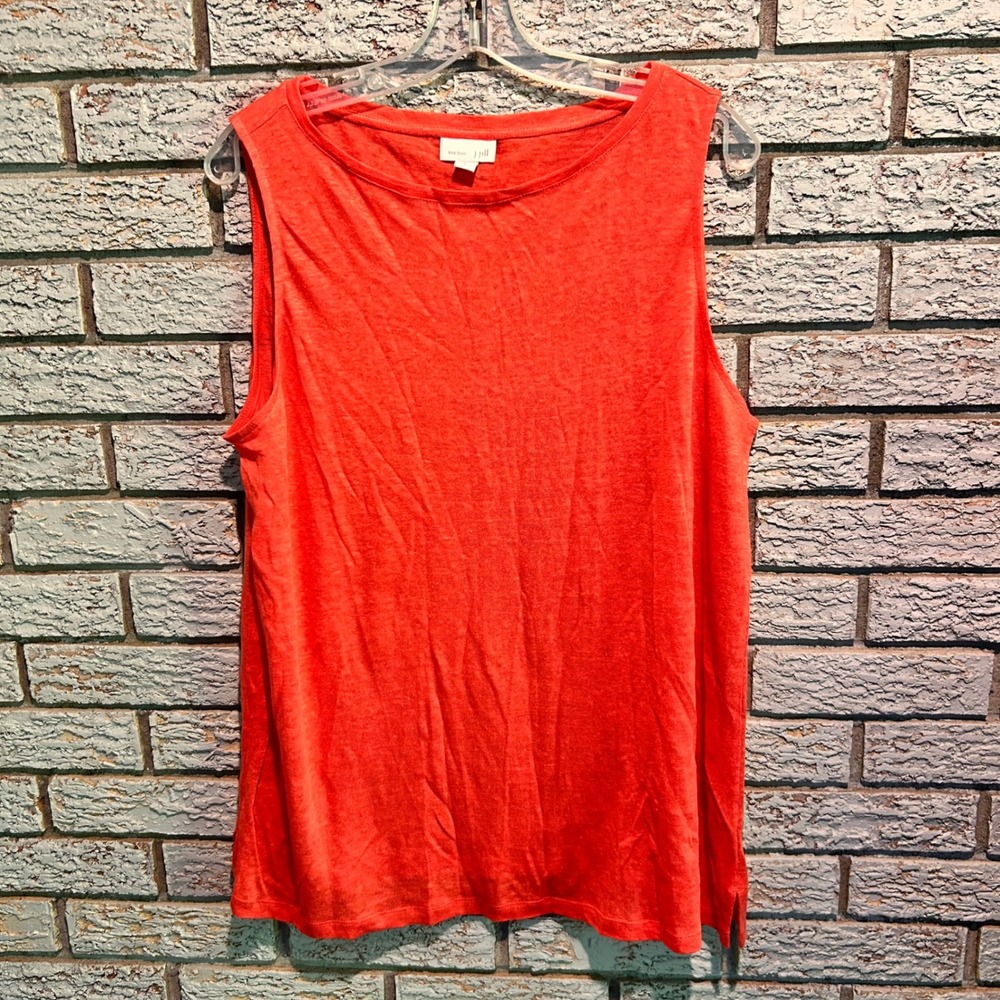 J. Jill Love Linen Tank Top Womens Large Coral Orange 100% Linen Sleeveless